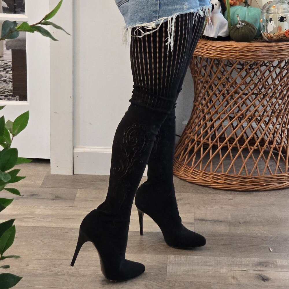 Donald Pliner Elektra thigh high sock heeled boots size 11 Over-The-Knee Boots